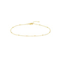 14K Dainty Yellow Gold 2mm Bead Cable Chain Adjustable Anklet 10