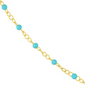 14K Yellow Gold Light Turquoise Enamel Bead on Piatto Chain, 10