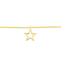 14K Yellow Gold Open Star Trio Adjustable Anklet 10