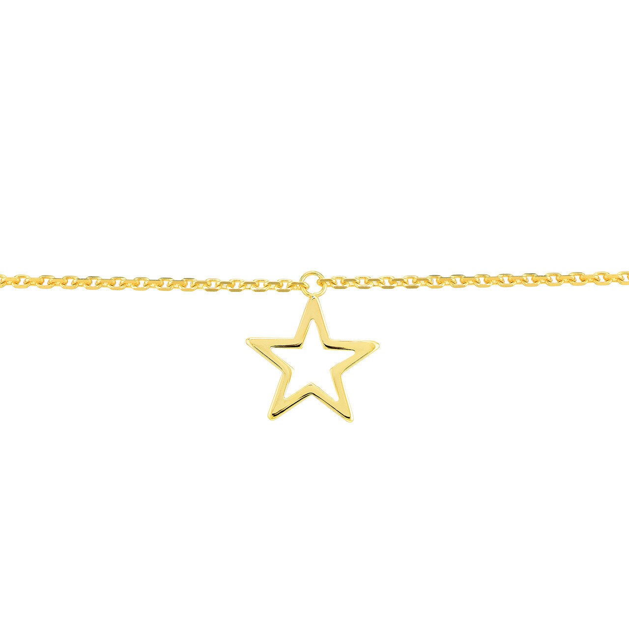 14K Yellow Gold Open Star Trio Adjustable Anklet 10" Long, Gold Jewelry, Minimalist, Gift For Her, Handmade Jewelry, Anklets For Women