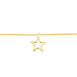 14K Yellow Gold Open Star Trio Adjustable Anklet 10" Long, Gold Jewelry, Minimalist, Gift For Her, Handmade Jewelry, Anklets For Women