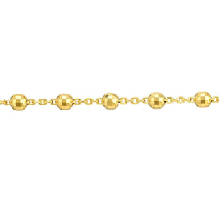 14K Yellow Gold 2.50mm Disco Bead Cable Chain Adjustable Anklet 10", Gift For Her, Handmade Jewelry, Anklets For Women