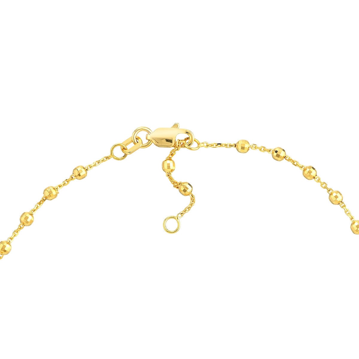 14K Yellow Gold 2.50mm Disco Bead Cable Chain Adjustable Anklet 10", Gift For Her, Handmade Jewelry, Anklets For Women