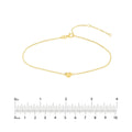 14K Yellow Gold Mini Heart On Rolo Chain Adjustable Anklet, 10