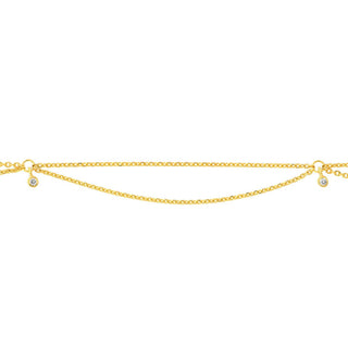 14K Yellow Gold 1/20ct Diamond Drape Anklet 10", Dainty Gold Jewelry, Minimalist, Gift For Her, Handmade Jewelry, Anklets For Women