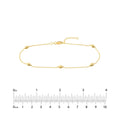 14K Yellow Gold Mini Diamond Cut Polished Bead Adjustable Anklet 10