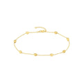 14K Yellow Gold Satin & Polished Coffee Bean Anklet 10