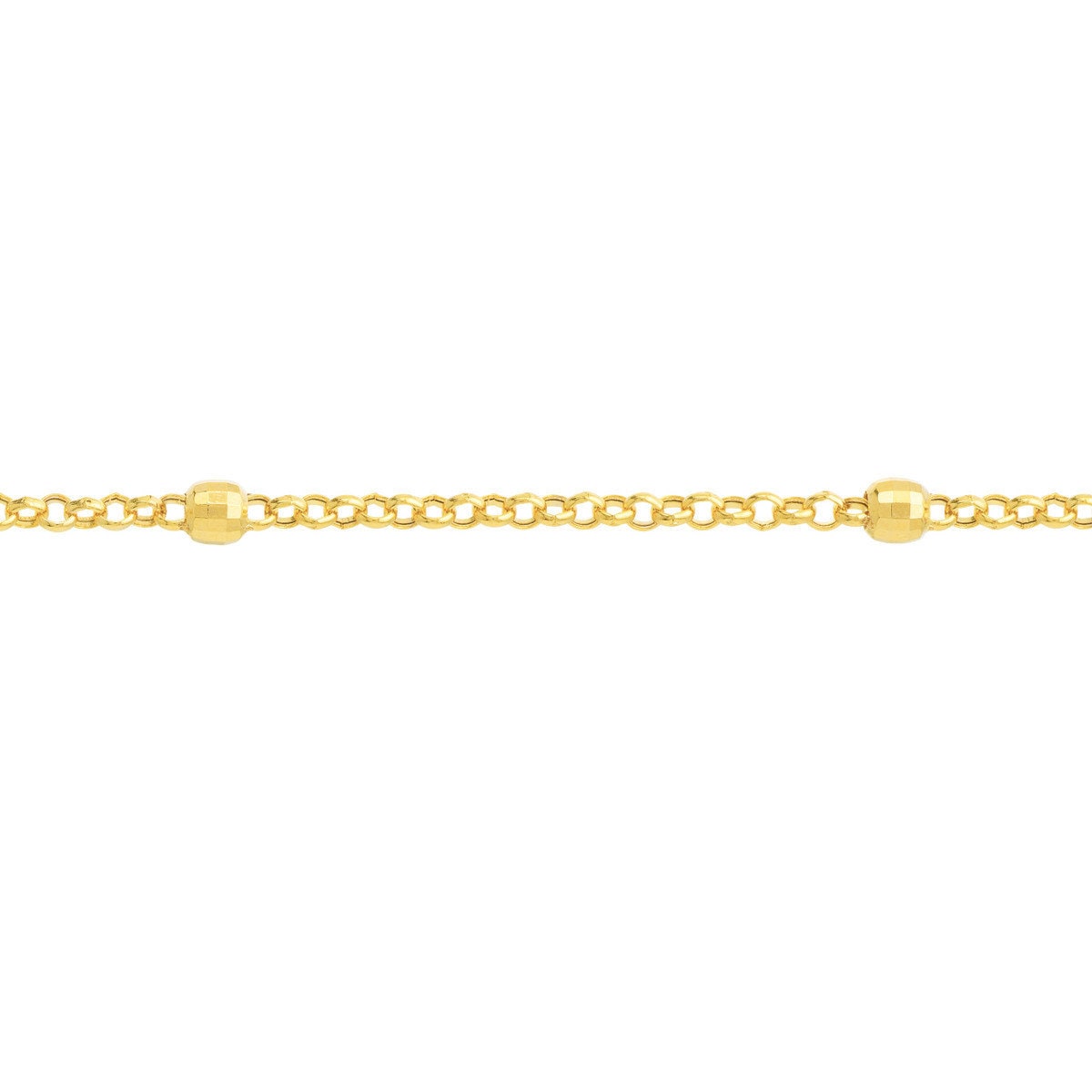 14K Yellow Gold 3mm Disco Bead Rolo Chain Anklet 10" Long, Gold Jewelry, Minimalist, Gift For Her, Handmade Jewelry, Anklets For Women