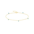 14K Yellow Gold Blue Turquoise Evil Eye Dangle Adjustable Anklet 10