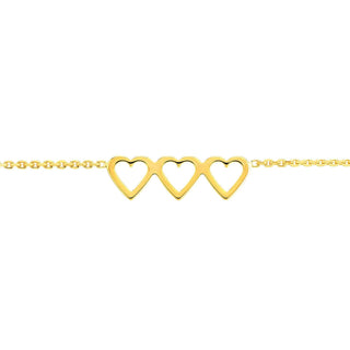 14K Yellow Gold Open Heart Trio Adjustable Anklet 10" Long ,Gold Jewelry, Minimalist, Gift For Her, Handmade Jewelry, Anklets For Women