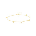 14K Yellow Gold Open CZ Heart Multi Dangle Adjustable Anklet 10