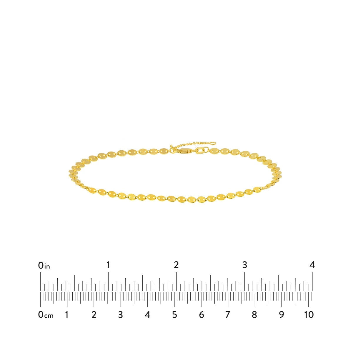 14K Yellow Gold 4mm Full Disk Adjustable Anklet 10" Long. Gold Jewelry, Minimalist, Gift For Her, Handmade Jewelry, Anklets For Women