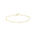 14K Yellow Gold Fluted/Polished Hexagon Adjustable Anklet, 10