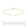 14K Yellow Gold Fluted/Polished Hexagon Adjustable Anklet, 10