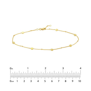 14K Yellow Gold Fluted/Polished Hexagon Adjustable Anklet, 10" Long, Minimalist, Gift For Her, Handmade Jewelry, Anklets For Women