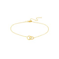 Dainty 14K Yellow Gold Intertwined Circles Adjustable Anklet,10