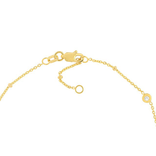 14K Yellow Gold CZ Bezel Station and Drop Adjustable Anklet 10" Long, Minimalist, Gift For Her, Handmade Jewelry, Anklets For Women