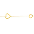 14K Yellow Gold Sideways Open Hearts Adjustable Anklet 10