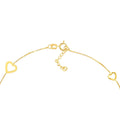 14K Yellow Gold Sideways Open Hearts Adjustable Anklet 10