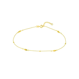 14K Yellow Gold Mini Bead & Twist Adjustable Anklet 10" Long, Gold Jewelry, Minimalist, Gift For Her, Handmade Jewelry, Anklets For Women