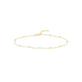 14K Yellow Gold Diamond Cut Bead Station Adjustable Anklet 10