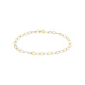 14kt Yellow-white Gold Two-Tone Oval Stamping Link Chain Anklet,10