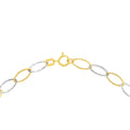 14kt Yellow-white Gold Two-Tone Oval Stamping Link Chain Anklet,10