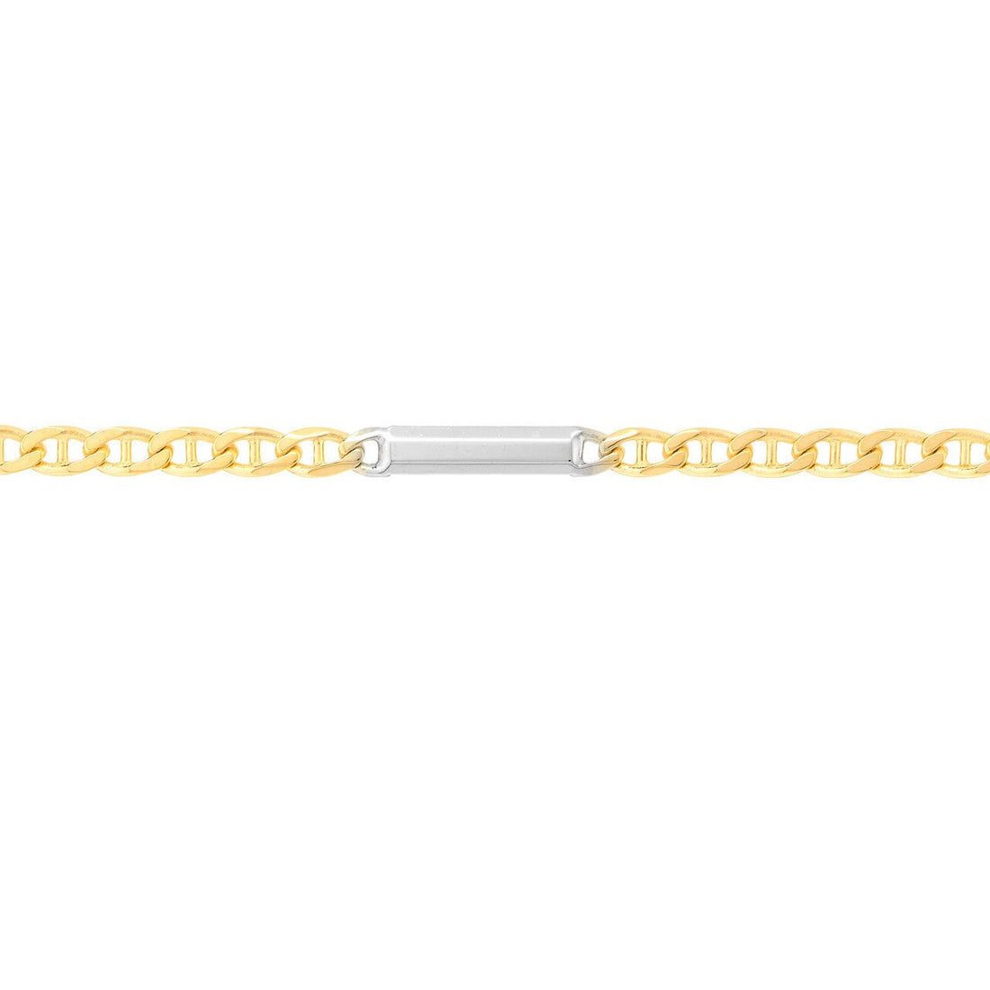 14kt Two-Tone Gold 2.2mm Mariner Chain Anklet with Staple Bars 9.5"Long, Gift For Her, Handmade Jewelry, Anklets For Women