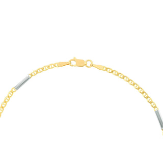 14kt Two-Tone Gold 2.2mm Mariner Chain Anklet with Staple Bars 9.5"Long, Gift For Her, Handmade Jewelry, Anklets For Women