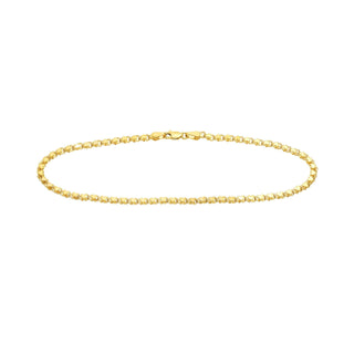 14kt Yellow Gold 3.0mm Mirror Heart Chain Anklet,10" Long, Gold Jewelry, Minimalist, Gift For Her, Handmade Jewelry, Anklets For Women