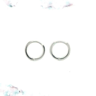 14K White Gold 11mm Thin Huggies Earring Set With Hinged Snap Back ,Real Gold Small Hoop Earrings, White Gold Hoops, Gift for her