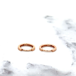 14K Rose Gold 11mm Thin Huggies Earring Set With Hinged Snap Back ,Real Gold Small Hoop Earrings, Rose Gold Hoops, Gift for her