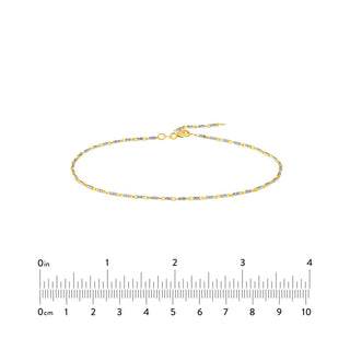 14K Yellow-white Gold 1.5mm Adjustable Two-Tone Lumacina Anklet, 10" ,Gift For Her, Handmade Jewelry, Anklets For Women