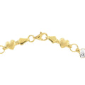 14K Yellow-white Gold Two-Tone Stampato & Satin Hearts Anklet 10