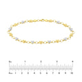 14K Yellow-white Gold Two-Tone Stampato & Satin Hearts Anklet 10