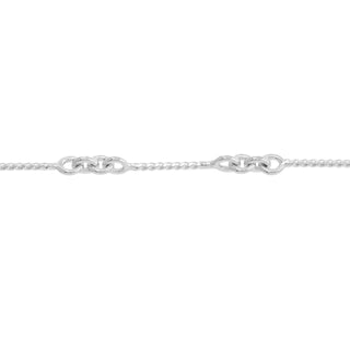 14K White Gold 0.8mm Designer Twist Bar Chain with Lobster Lock 10"Long, Gift For Her, Handmade Jewelry, Anklets For Women