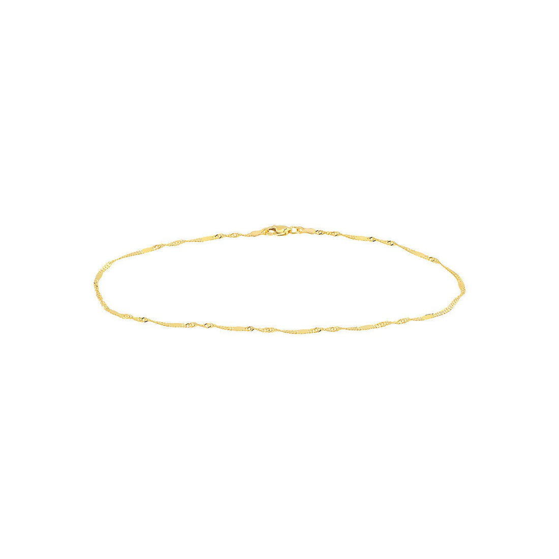 14K Yellow Gold 1.75mm Singapore Flat Saturn Chain 10", Gold Jewelry, Minimalist, Gift For Her, Handmade Jewelry, Anklets For Women