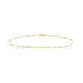 14K Yellow Gold Saturn Chain Anklet With Diamond Cut Beads, 1.70mm Wide, Lobster Lock, 10