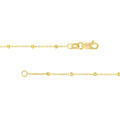 14K Yellow Gold Saturn Chain Anklet With Diamond Cut Beads, 1.70mm Wide, Lobster Lock, 10