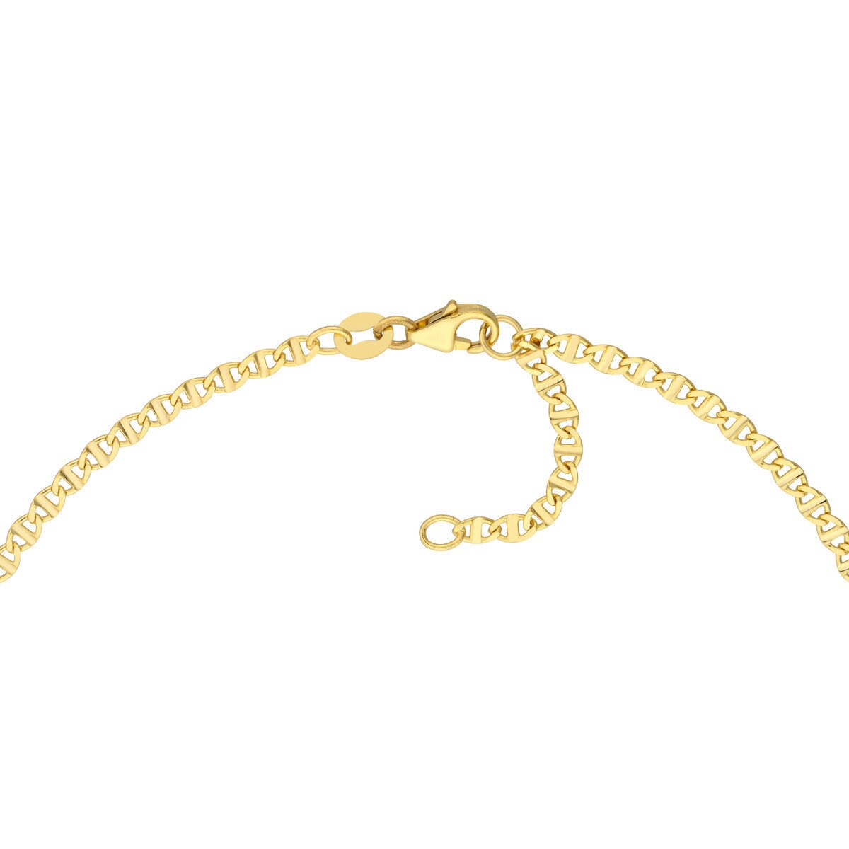 14K Yellow Gold Flat Mariner Adjustable Anklet, 2.20mm Wide, 10", Real Gold, Anklets For Women