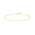 14K Yellow Gold Flat Diamond-Cut Stations Adjustable Anklet 10