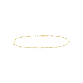 14K Yellow Gold Twist Bar Chain Anklet, 0.8mm Wide, Lobster Lock 10" Long, Gift For Her, Anklets For Women