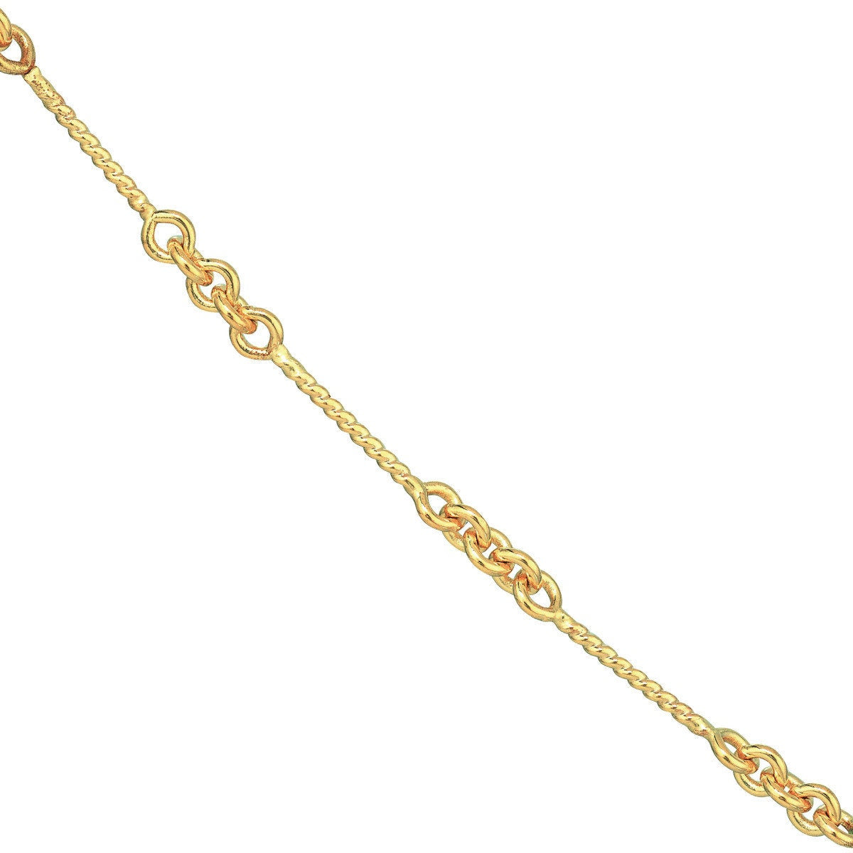 14K Yellow Gold Twist Bar Chain Anklet, 0.8mm Wide, Lobster Lock 10" Long, Gift For Her, Anklets For Women