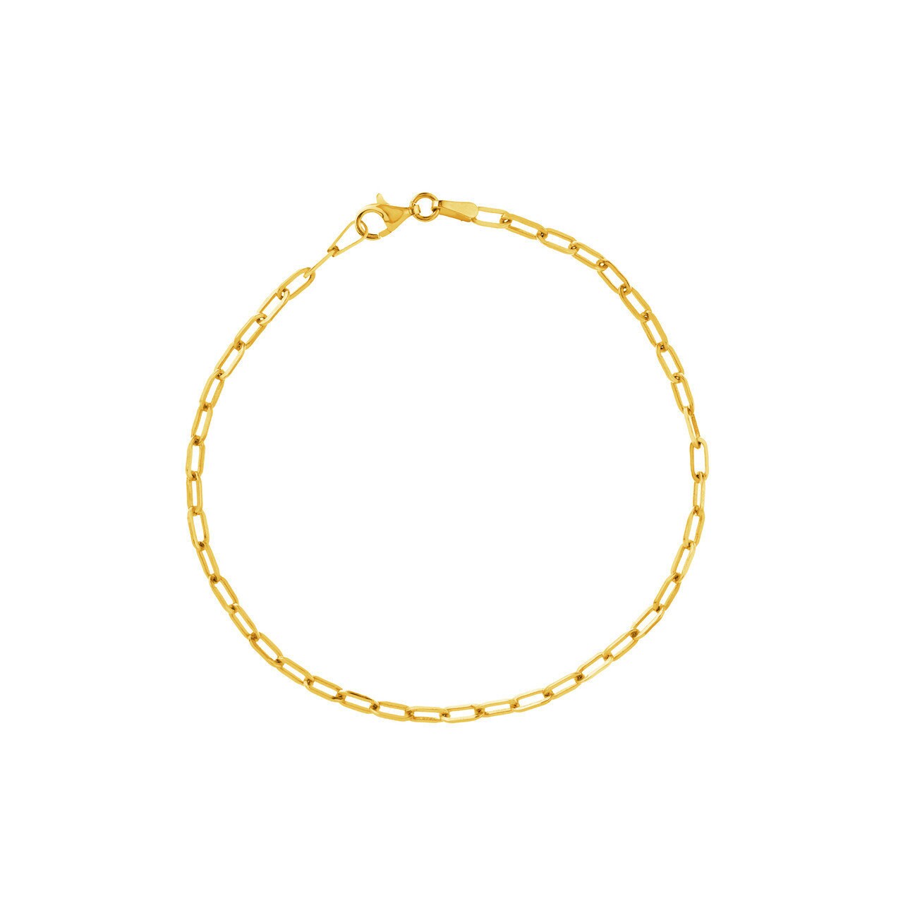 14K Yellow Gold 2.5mm Paper Clip Chain with Pear Shape Lock 10" Long, Gift For Her, Handmade Jewelry, Anklets For Women