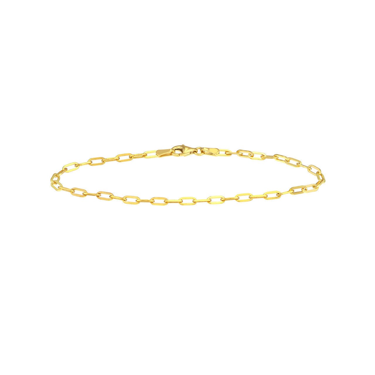 14K Yellow Gold 2.5mm Paper Clip Chain with Pear Shape Lock 10" Long, Gift For Her, Handmade Jewelry, Anklets For Women