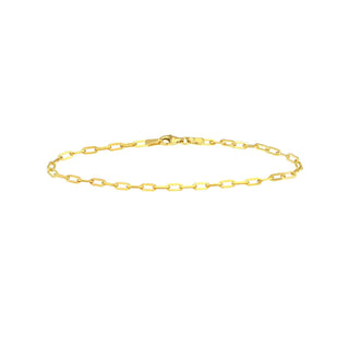 14K Yellow Gold 2.5mm Paper Clip Chain with Pear Shape Lock 10" Long, Gift For Her, Handmade Jewelry, Anklets For Women