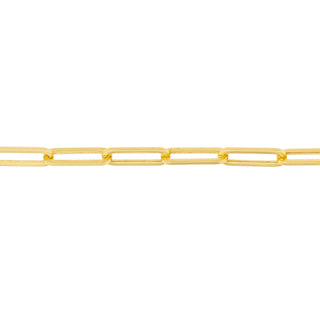 14K Yellow Gold 3.80mm Hollow Paperclip Chain with Pear Lock 10" Long, Gift For Her, Handmade Jewelry, Anklets For Women