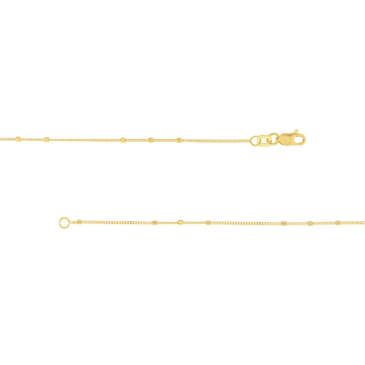 14K Yellow Gold 1.35mm Triple Bead Saturn Chain with Lobster Lock 10", Gift For Her, Handmade Jewelry, Anklets For Women