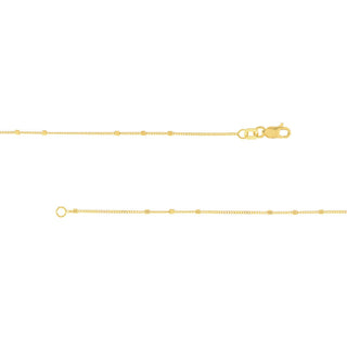 14K Yellow Gold 1.35mm Triple Bead Saturn Chain with Lobster Lock 10", Gift For Her, Handmade Jewelry, Anklets For Women