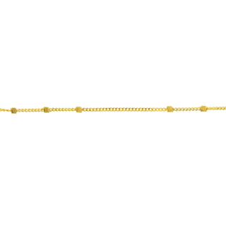 14K Yellow Gold 1.35mm Triple Bead Saturn Chain with Lobster Lock 10", Gift For Her, Handmade Jewelry, Anklets For Women